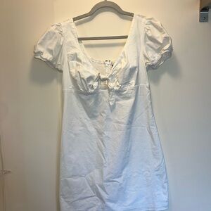 Wild Fable White Puff Sleeve Tie Front Dress